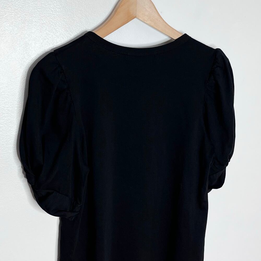 Tuckernuck Pomander Place Black Vesty Puff Sleeve Crewneck Top Size M Cotton Tee - Picture 7 of 10